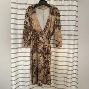 MOA MOA multi Animal Print V-neck Wrap Dress.  Gently Loved, Size M.